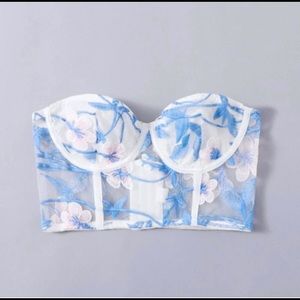 Blue/White Floral Corset Top